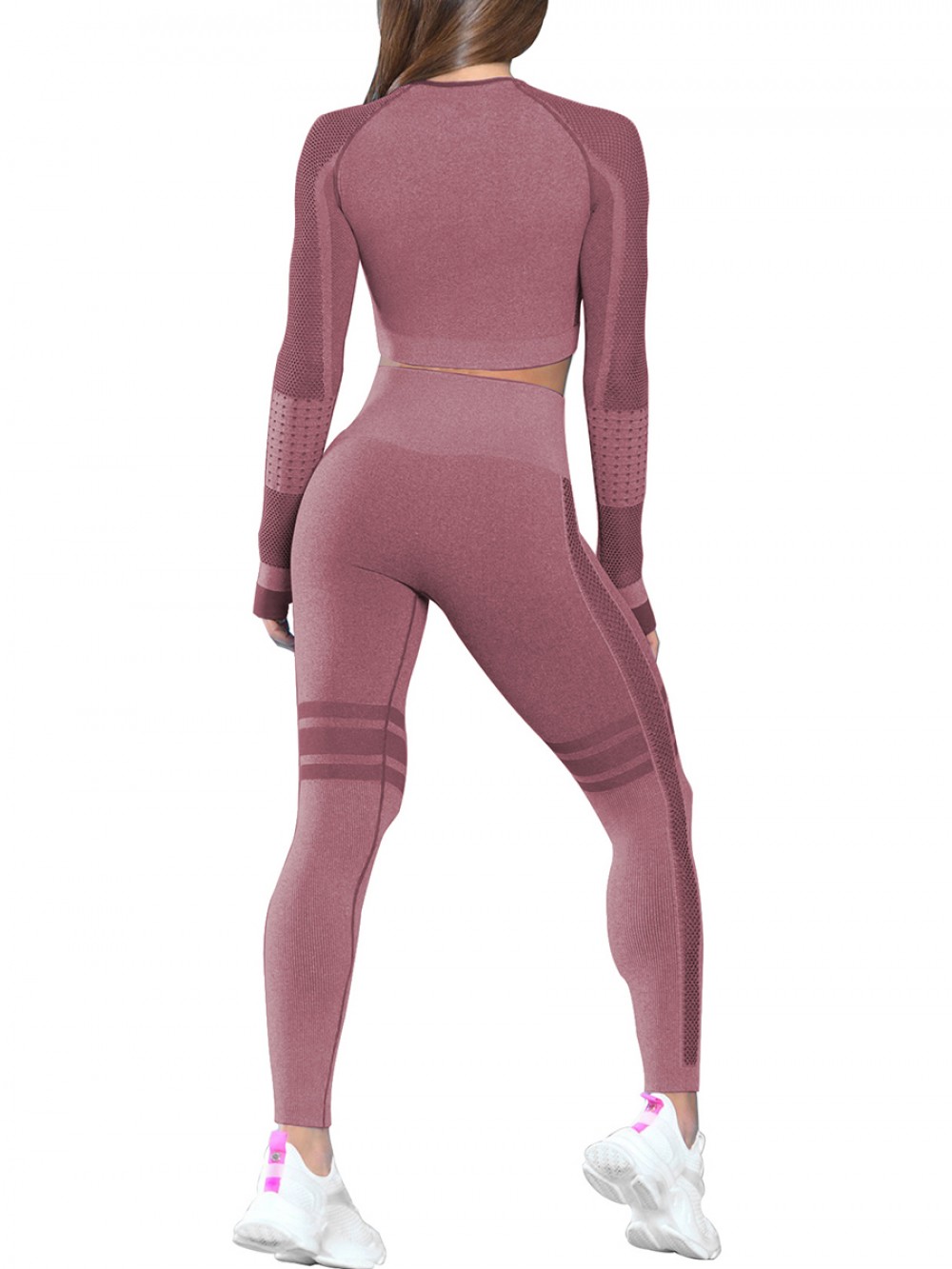Comfy Wine Red Seamless Sport Suit For Woman